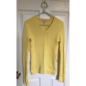 Lilly Pulitzer cable Sweater V Neck Cotton M 92564